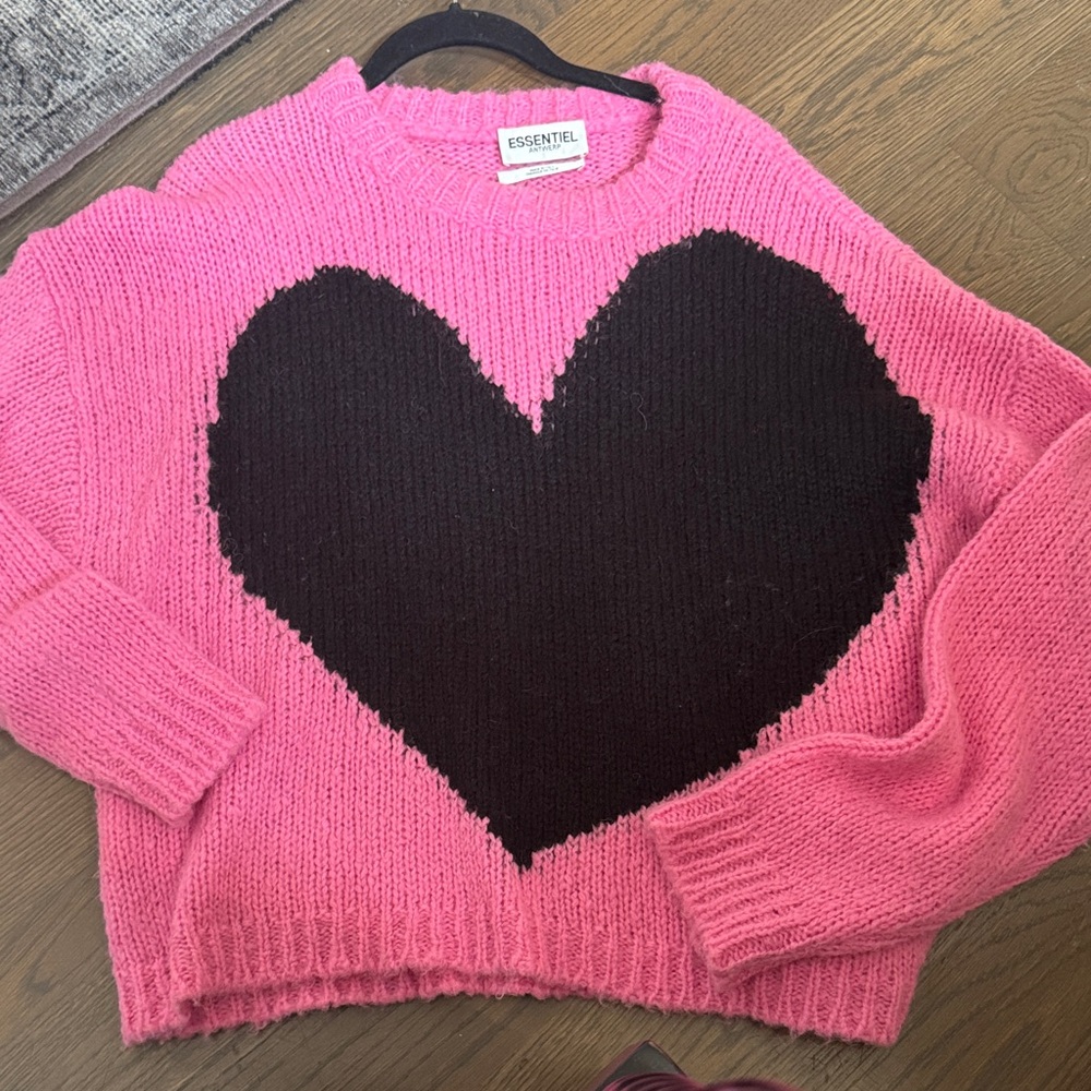 Anthropologie Pink and Black Heart Sweater by Essential Antwerp - Picture 8 of 8